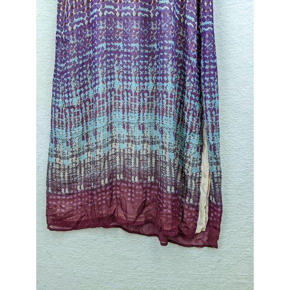 Anthropologie Womens Geometric Print Maxi Dress Size L Spaghetti Strap Tie Waist - Picture 2 of 11